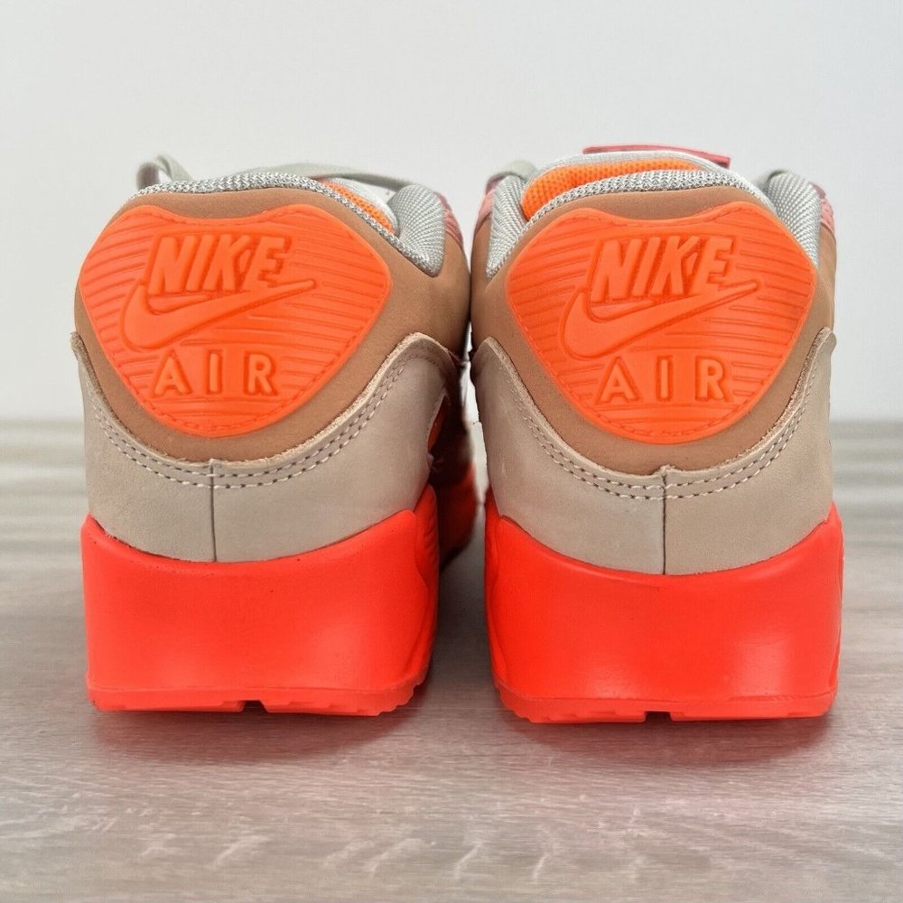 Nike Women's Air Max 90 Pink Hot Coral and Tan Sneakers - Picture 4 of 11